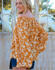 Hailey & Co Floral Off-Shoulder Balloon Sleeve Blouse