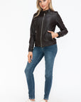 Snobbish PU Leather Biker Jacket with Side Zip Pockets