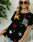 e Luna Plus Star Striped Jersey Pocket Top