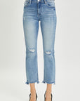 RISEN Full Size High Rise Distressed Cropped Straight Jeans