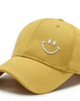 Cotton Adjustable Smiley Face Embroidered Hat - Online Only