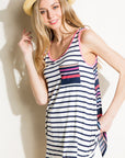 e Luna Mixed Stripe Pocket Tank Top