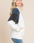 Culture Code Color Block Faux Fur Raglan Sleeve Sweatshirt