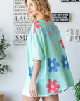 HOPELY Floral Waffle Oversize T-Shirt