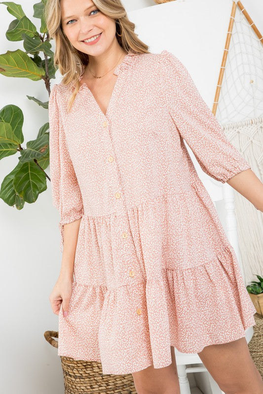 e Luna Dot Button Down Tiered Dress