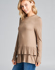 e Luna Ruffle Bottom Long Sleeve Tunic