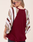 e Luna PLUS Waffle Striped Mix Kimono Top