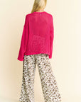 Davi & Dani Drawstring Leopard Wide Leg Pants