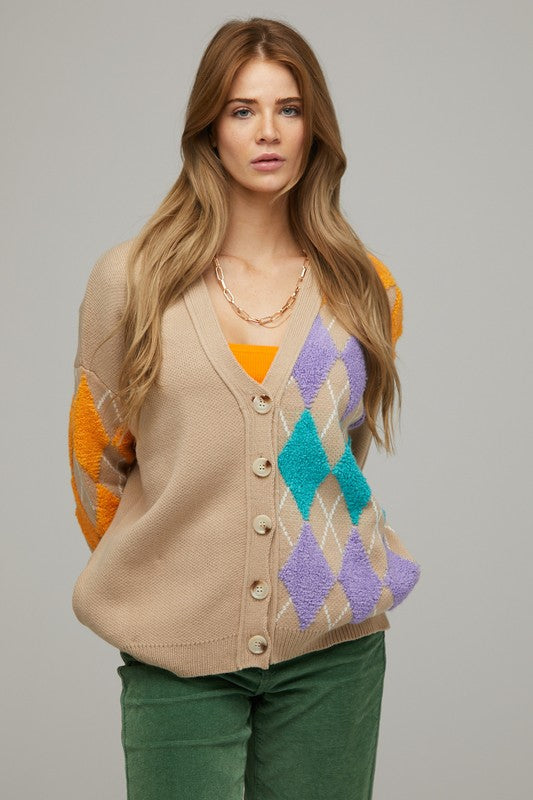 Davi & Dani Plus V-Neck Button Front Cardigan - Online Only