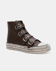 Beast Fashion Multi-Buckle Straps Studded Platform Sneakers