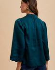 Annie Wear Satin Notched Three-Quarter Sleeve Blouse