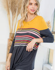 e Luna Solid Striped Mix Colorblock Top