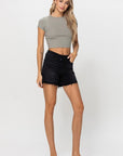 VERVET by Flying Monkey High Rise Crisscross Stretch Shorts