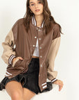 HYFVE Game On PU Colorblock Baseball Jacket