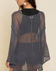 POL Loose Fit See-through Boat Neck Sweater