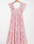 Floral Square Neck Ruffle Strap Maxi Dress