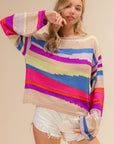 BiBi Multi Color Geometric Stripe Sweater