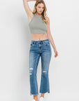 Vervet by Flying Monkey Full Size Mid Rise Distressed Cropped Flare Jeans