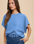 Annie Wear Checkered Round Neck Short Sleeve T-Shirt