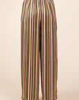 Mittoshop Striped Satin Elastic Waist Wide Leg Pants