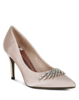 Rhodolia Diamante Brooch Detail Satin Pumps