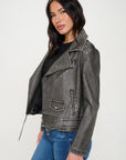 Coalition LA Zip Up Biker Jacket with Belt