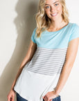 e Luna PLUS Striped Solid Color Block Top