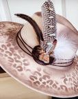 Hand-Painted Leopard Boho Western Cowgirl Hat & Band-Brown 986s