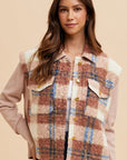 Annie Wear Faux Fur Plaid Button Up Jacket