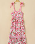 Floral Lace Tied-Strap Empire Waist Maxi Dress