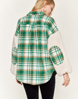 Jade By Jane Plus Size Multi Plaid Fuzzy Sleeve Jacket