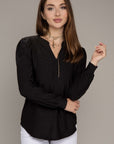 Notched Neck Jacquard Top