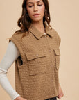 Annie Wear Puzzle Quilted Snap Down Vest Coat