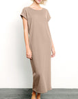 Fabina Brushed Organic Hemp Side Slit Maxi Dress