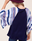 e Luna Waffle Striped Mix Kimono Top