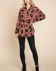 BOMBOM Animal Print Button Up Knit Shacket