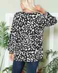 Celeste Full Size Leopard V-Neck Long Sleeve Blouse