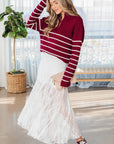 Floral Sheer Lace Flowy Maxi Skirt