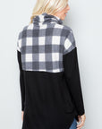 Celeste Full Size Pocketed Plaid Turtleneck Long Sleeve Blouse