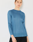 Marina West Swim Pleated Long Sleeve Boatneck Top