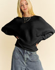 Davi & Dani Round Neck Batwing Sleeve Sweater