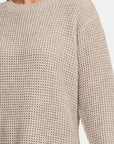 Zenana High Low Long Sleeve Waffle Sweater