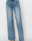 RISEN Full Size High Waist Distressed Wide Leg Jeans