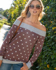 e Luna PLUS Polka Dot Off Shoulder Top