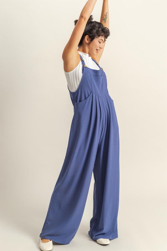 HYFVE Pleated Detail Front Pocket Wide Strap Overalls