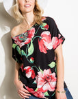 e Luna Floral One Shoulder Boxy Top