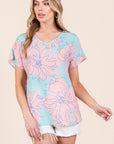 BOMBOM Floral Short Sleeve T-Shirt