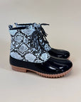 Lace Up Winter Rain Boot in Animal Print