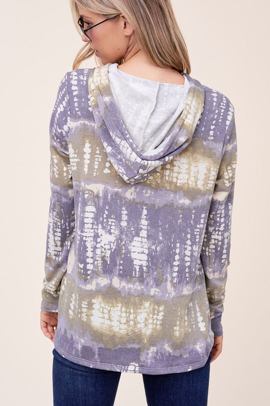 e Luna Terry Tie Dye Long Hoodie Top