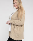 Eesome Plus Size Ribbed Knit Open Front Cardigan